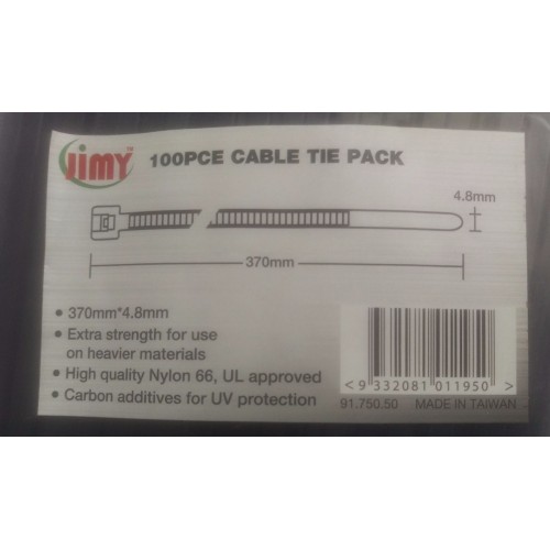 jimy Cable Ties UV Treated 370 mm x 4.8mm 500pcs