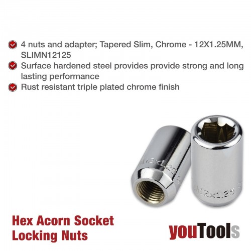 4+1 Wheel Socket Locking Nut M12X1.5mm L33mm