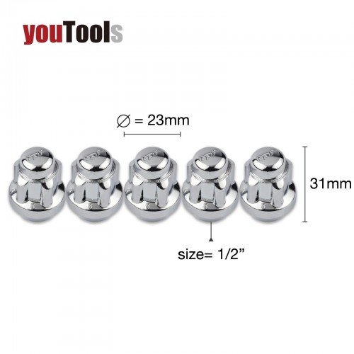 5+1 Anti Theft Tapered Wheel Lock Nut 1/2" L31mm